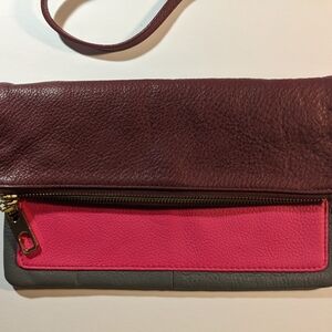 Gap leather Colorblock Crossbody Bag in Burgundy, Hot Pink & Gray